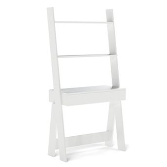 Costway Home Office Ladder Desk Wall-Leaning Laptop Workstation with Storage Shelves