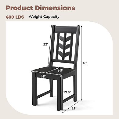 Costway Dining Chair Set with Rubber Wood Frame & Leaf-shape High Back for Kitchen