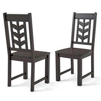Costway Dining Chair Set with Rubber Wood Frame & Leaf-shape High Back for Kitchen