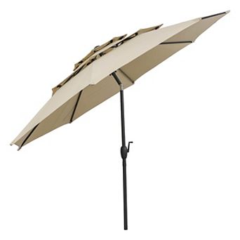 Costway 10 ft 3 tier Vented Patio Umbrella Large Market Table Umbrella Outdoor Sun Shade