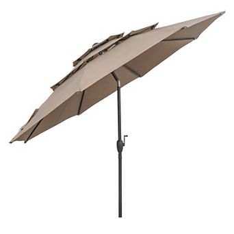 Costway 10 ft 3 tier Vented Patio Umbrella Large Market Table Umbrella Outdoor Sun Shade