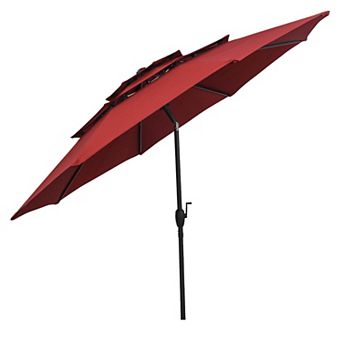 Costway 10 ft 3 tier Vented Patio Umbrella Large Market Table Umbrella Outdoor Sun Shade
