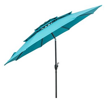 Costway 10 ft 3 tier Vented Patio Umbrella Large Market Table Umbrella Outdoor Sun Shade