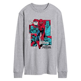 Men's Spider-Man Villain Comic Panels Long Sleeve Graphic Tee
