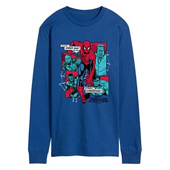 Men's Spider-Man Villain Comic Panels Long Sleeve Graphic Tee