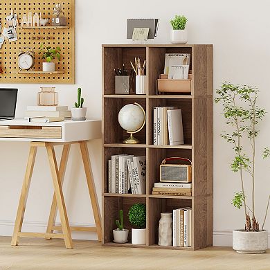 Costway 8-Cube Bookcase Bookshelf with 2 Anti-Tipping Kits Storage Organizer