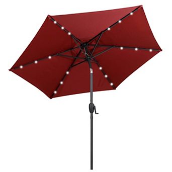 Costway 7.5 ft Solar Powered Patio Umbrella with LED Lights Push Button Tilt Crank Handle