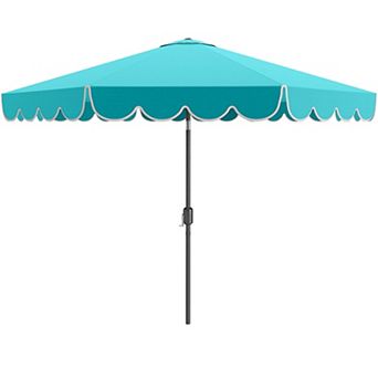 Costway 10 FT Patio Umbrella with Crank Tilt Adjustment Ruffles Vented Top 8 Ribs