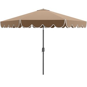 Costway 10 FT Patio Umbrella with Crank Tilt Adjustment Ruffles Vented Top 8 Ribs
