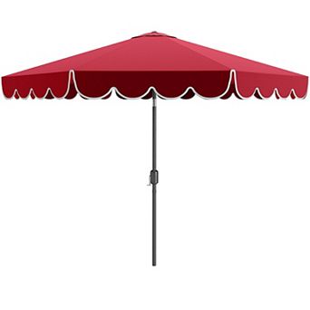 Costway 10 FT Patio Umbrella with Crank Tilt Adjustment Ruffles Vented Top 8 Ribs