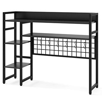Costway Desk Shelf 4 tier Desktop Display Rack with Metal Grid Panel & 6 Hooks