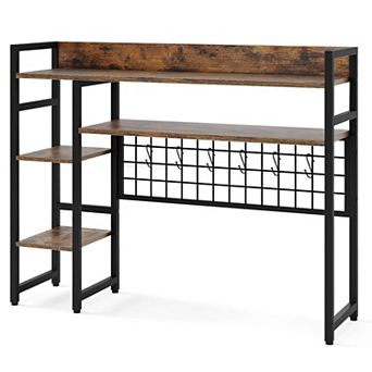 Costway Desk Shelf 4 tier Desktop Display Rack with Metal Grid Panel & 6 Hooks