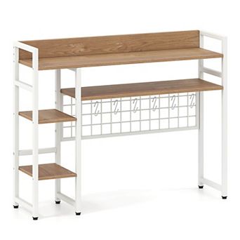 Costway Desk Shelf 4 tier Desktop Display Rack with Metal Grid Panel & 6 Hooks