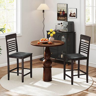 Costway Counter-Height Dining Chair Set with Footrests Solid Wood Frame Modern