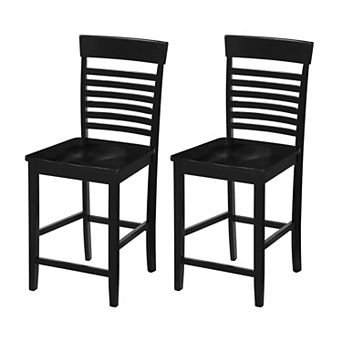 Costway Counter-Height Dining Chair Set with Footrests Solid Wood Frame Modern