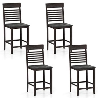 Costway Counter-Height Dining Chair Set with Footrests Solid Wood Frame Modern