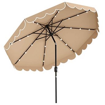 Costway 10 FT Solar Patio Umbrella with 24 LED Lights 8 Ribs & Tilt Adjustment