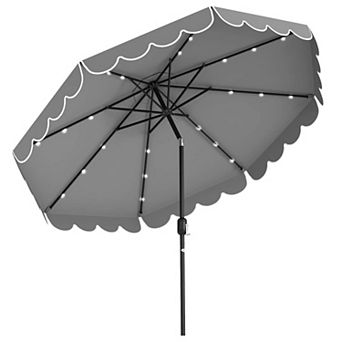 Costway 10 FT Solar Patio Umbrella with 24 LED Lights 8 Ribs & Tilt Adjustment