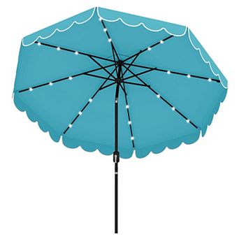 Costway 9.3 FT Solar Patio Umbrella Outdoor Market Sunshade with 24 LED Lights Ruffles