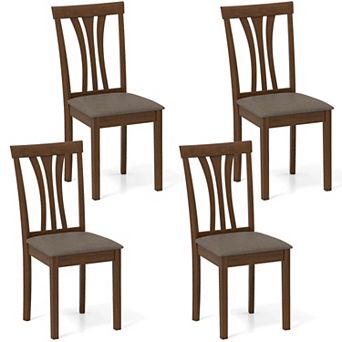 Costway Dining Chairs Set Linen Fabric Dining Room Chairs with Hollowed Backrests