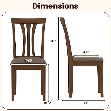 Costway Dining Chairs Set Linen Fabric Dining Room Chairs with Hollowed Backrests