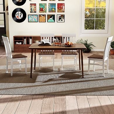 Costway Dining Chairs Set with Hollowed High Backrests Concave Seats Rubber Wood Legs