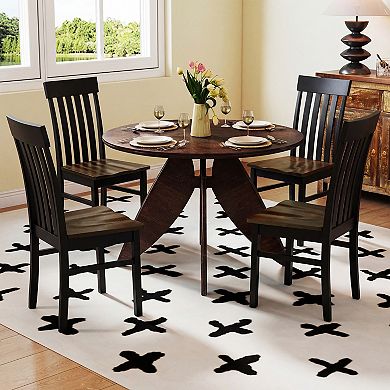 Costway Dining Chairs Set with Hollowed High Backrests Concave Seats Rubber Wood Legs