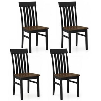 Costway Dining Chairs Set with Hollowed High Backrests Concave Seats Rubber Wood Legs