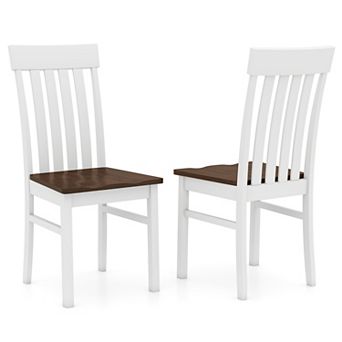 Costway Dining Chairs Set with Hollowed High Backrests Concave Seats Rubber Wood Legs