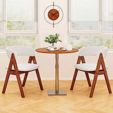 Costway Dining Chairs Set Mid-Century Upholstered Kitchen Armchairs with Padded Seat