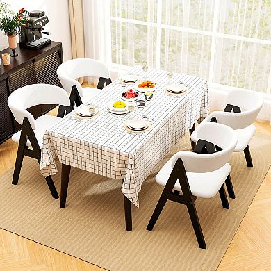 Costway Dining Chairs Set Mid-Century Upholstered Kitchen Armchairs with Padded Seat
