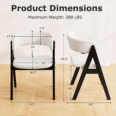 Costway Dining Chairs Set Mid-Century Upholstered Kitchen Armchairs with Padded Seat