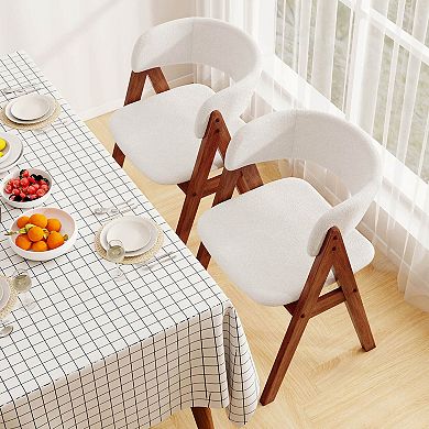 Costway Dining Chairs Set Mid-Century Upholstered Kitchen Armchairs with Padded Seat