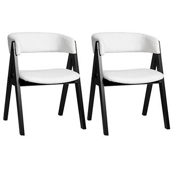 Costway Dining Chairs Set Mid-Century Upholstered Kitchen Armchairs with Padded Seat