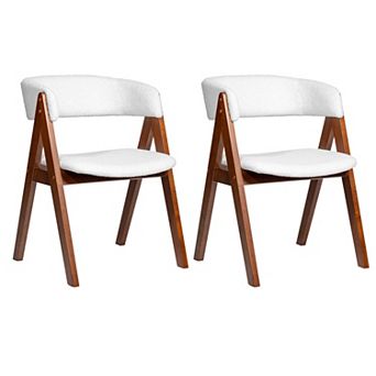 Costway Dining Chairs Set Mid-Century Upholstered Kitchen Armchairs with Padded Seat