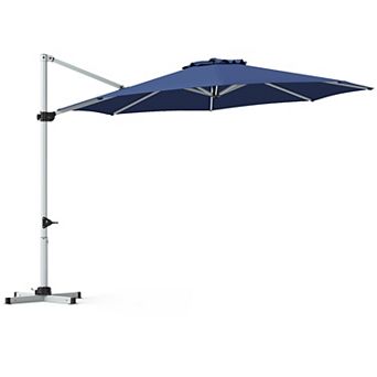 Costway 11FT Cantilever Outdoor Umbrella, Large Offset Umbrella with 360-Degree Rotation