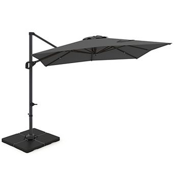 Costway Cantilever Umbrella with 220 LBS Base, Offset Hanging Umbrella with 360° Rotation