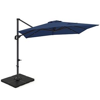 Costway Cantilever Umbrella with 220 LBS Base, Offset Hanging Umbrella with 360° Rotation
