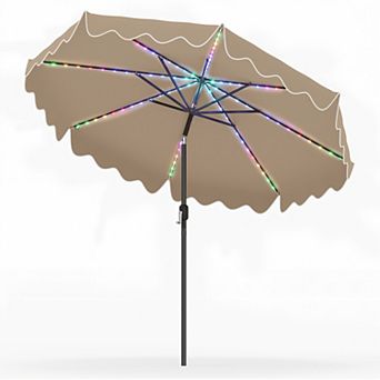 Costway 10FT Solar Outdoor Market Table Umbrella with 112 Color-Changing Flowing LED Lights
