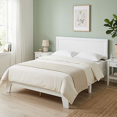 Costway Bed Frame, Mid-Century Platform Bed with Headboard, No Box Spring Needed