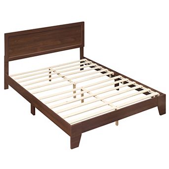 Costway Bed Frame, Mid-Century Platform Bed with Headboard, No Box Spring Needed
