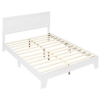 Costway Bed Frame, Mid-Century Platform Bed with Headboard, No Box Spring Needed