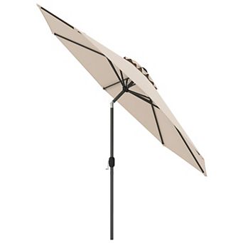 Costway Outdoor Heavy Duty Market Umbrella with Tilt Mechanism Crank Handle 8 Sturdy Ribs