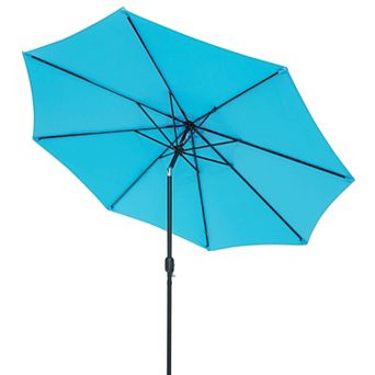 Costway Outdoor Heavy Duty Market Umbrella with Tilt Mechanism Crank Handle 8 Sturdy Ribs