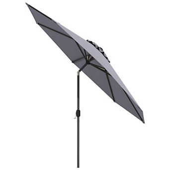 Costway Outdoor Heavy Duty Market Umbrella with Tilt Mechanism Crank Handle 8 Sturdy Ribs