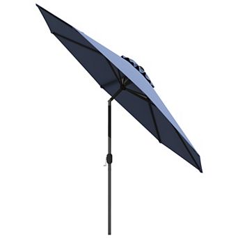 Costway Outdoor Heavy Duty Market Umbrella with Tilt Mechanism Crank Handle 8 Sturdy Ribs