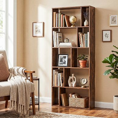 Costway 5-Tier Bookshelf with Open Back, Display Storage Shelf with Anti-Tipping Kits for Home