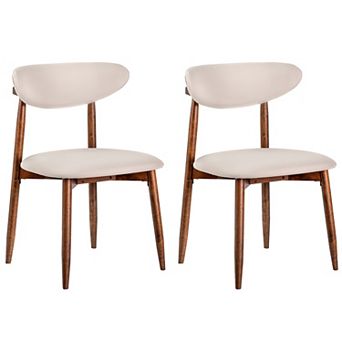 Costway Dining Chairs Fabric Upholstered Kitchen Chairs with Curved Backs Padded Seats