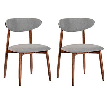 Costway Dining Chairs Fabric Upholstered Kitchen Chairs with Curved Backs Padded Seats