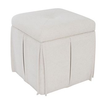 Linon Halsey Square Storage Ottoman with Removable Lid